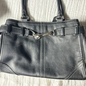Black Leather Tote with Silver Horsebit Hardware